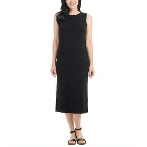 Hilary Radley Midi Dress Women XL Soft Knit Fabric Side Slit Sleeveless Black